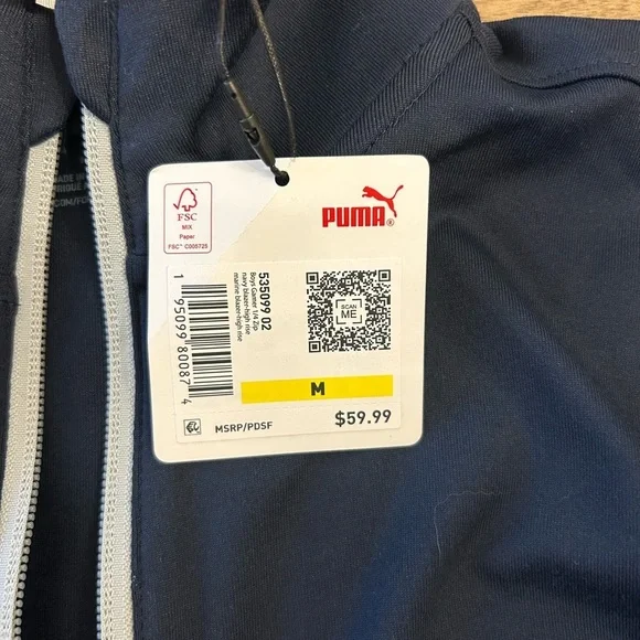 NWT Puma Boys Navy Long Sleeve Pullover Size 11-12 - Picture 2 of 6